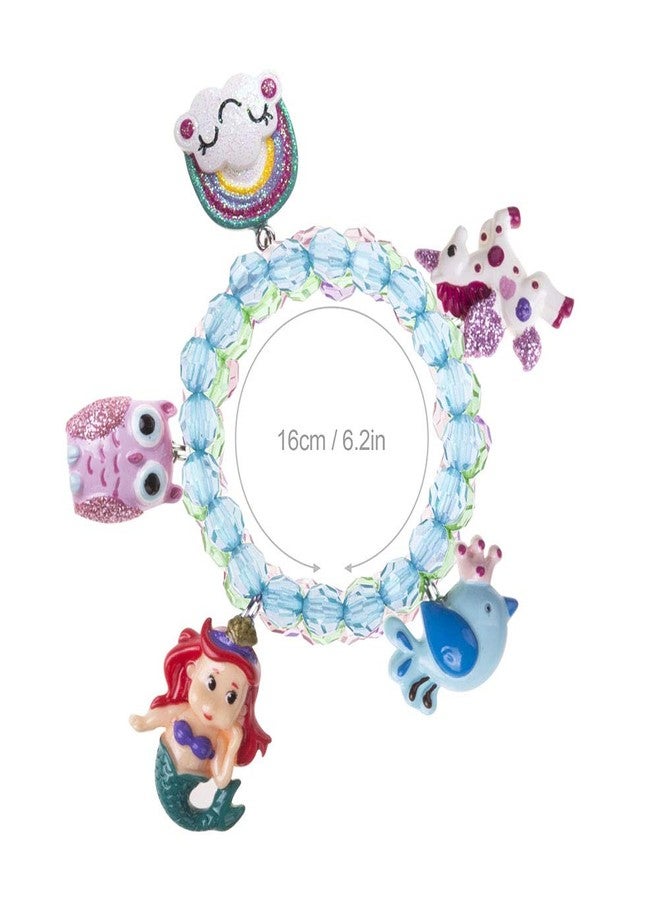 Wingchold 5pc Mermaid Bracelet, Unicorn Jewelry, Little Girl Animal Bracelets, Teens Kids Owl Pendant Beaded Bracelet Girl Party Favor Pretend Play Jewelry - Image 5